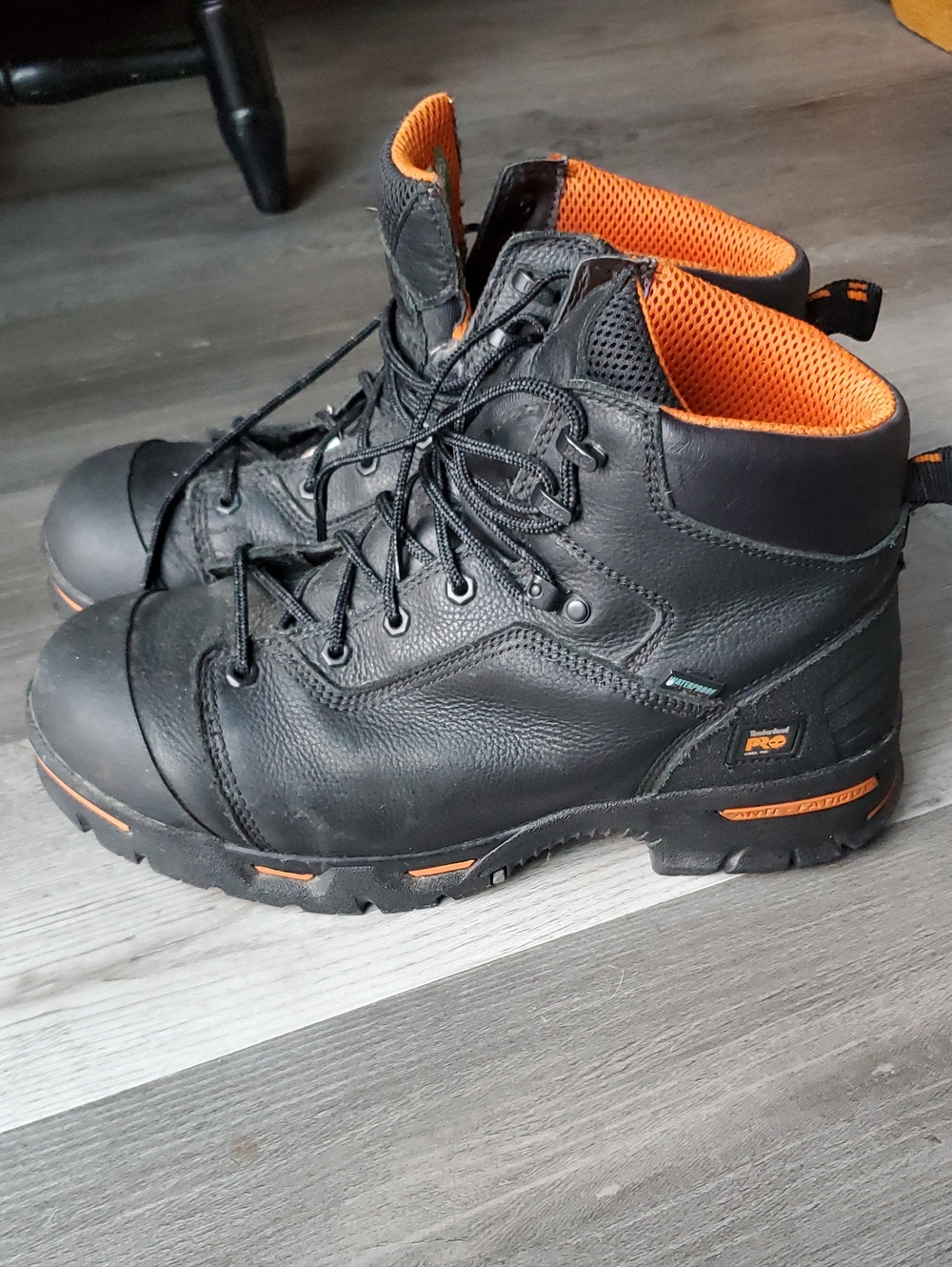 Timberland Black and Orange Work Boots